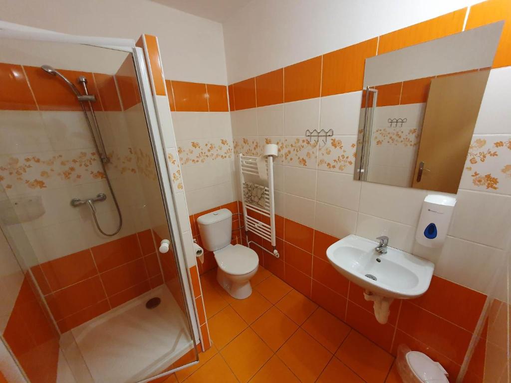 Koupelna v ubytování Hotel Děčín Na Skřivánce