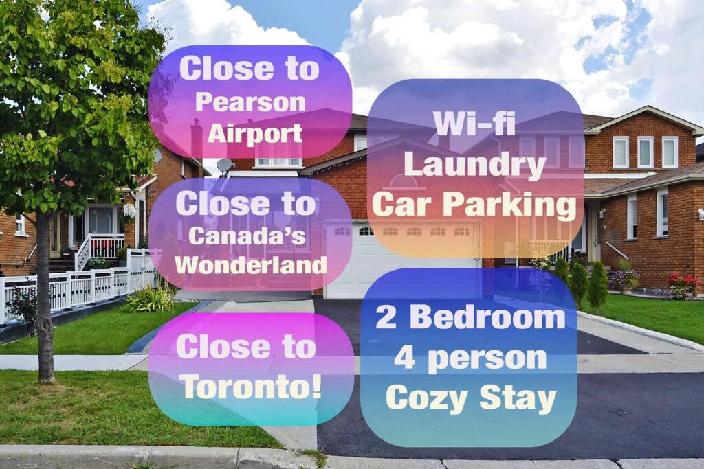 a group of signs in front of a house at Pearson airport and Toronto cozy stay - 2 bedroom in Vaughan