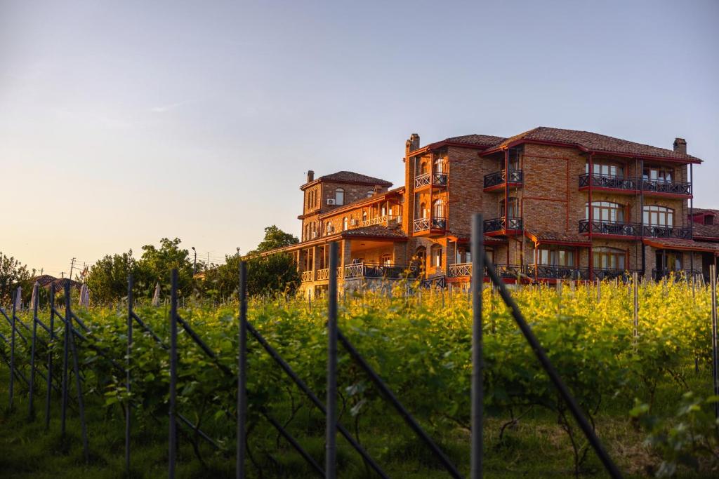 un viejo edificio en medio de un campo en Schuchmann Wines Château,Villas & SPA, en Telavi