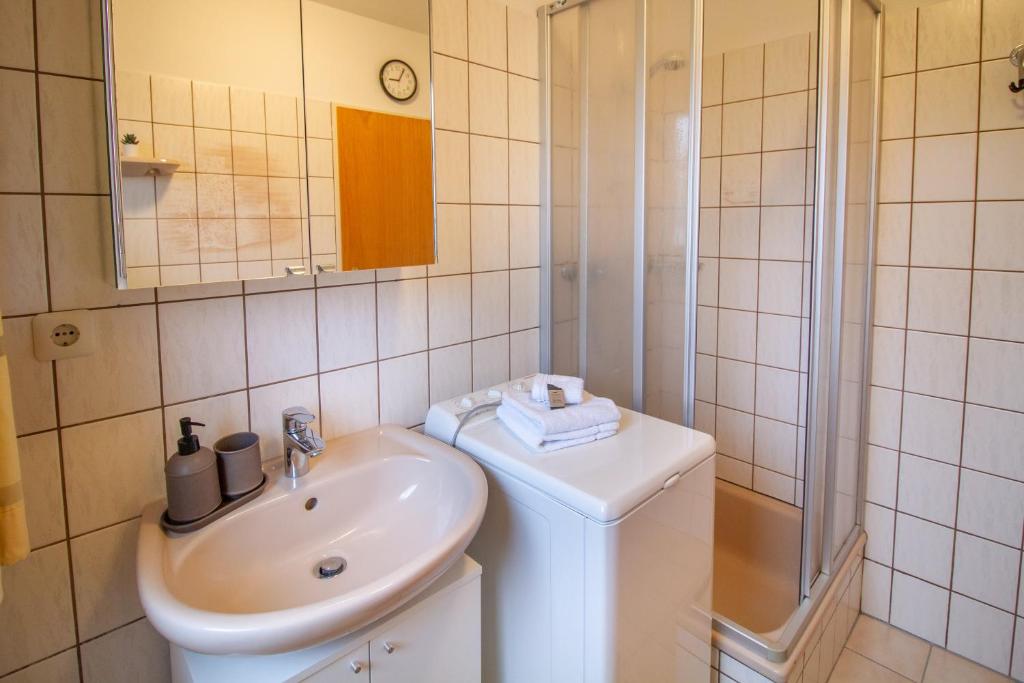 Koupelna v ubytování Teewulkje