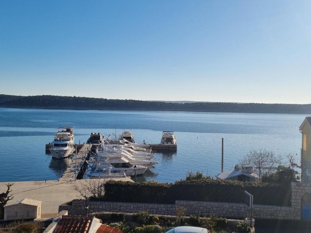 un groupe de bateaux est amarré dans un port dans l'établissement Leut, à Barbat na Rabu