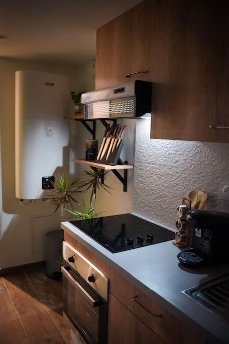 Kuchyňa alebo kuchynka v ubytovaní Nuit de la sagesse "jacuzzi terrasse et parking privé"