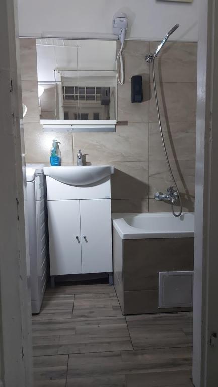 Kuchyňa alebo kuchynka v ubytovaní Gecko Centrum Studio Apartman