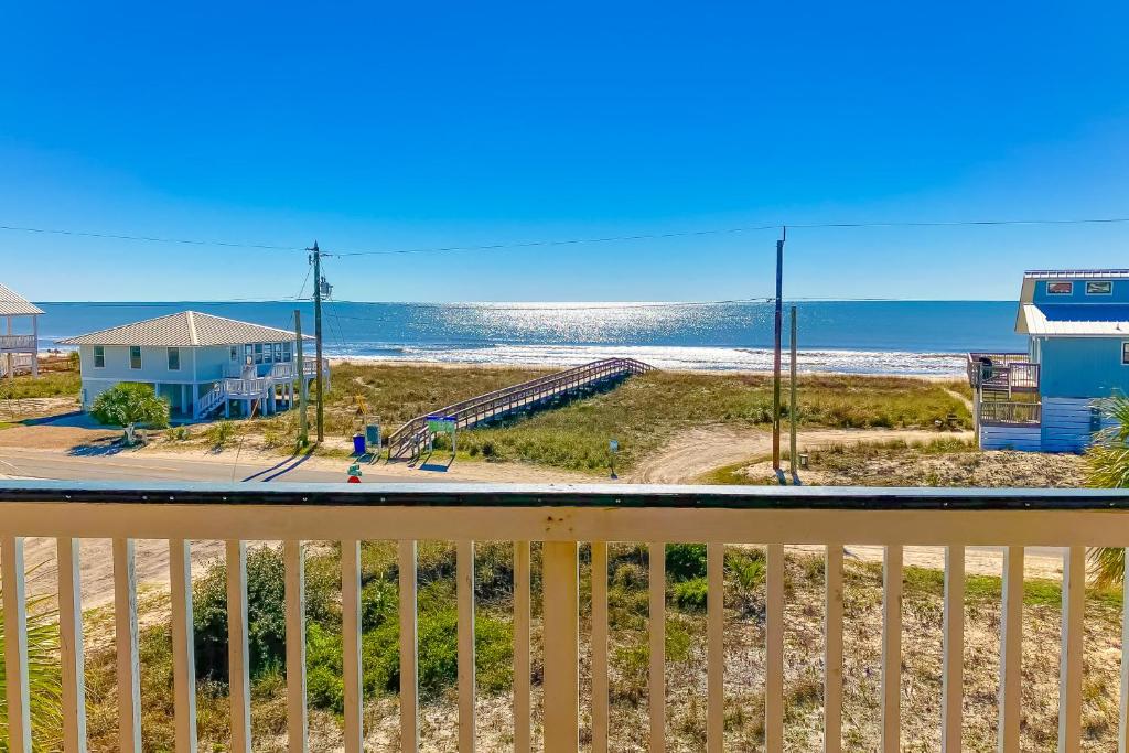 a view of the beach from the balcony at Dream Chaser in St. George Island