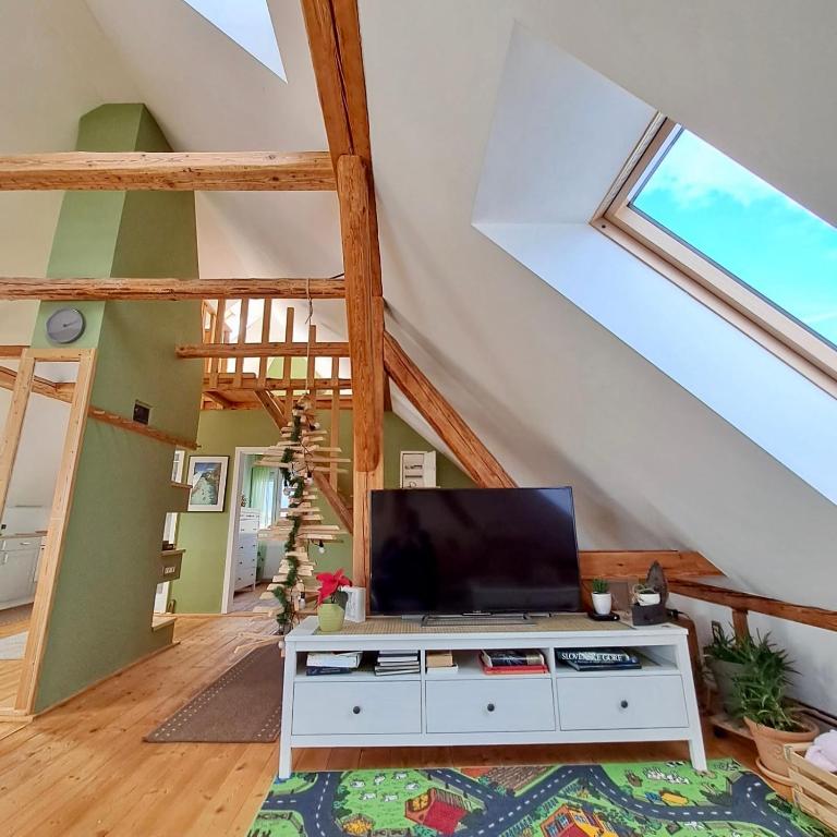 TV a/nebo společenská místnost v ubytování Entire Loft close to Beautiful Logar Valley