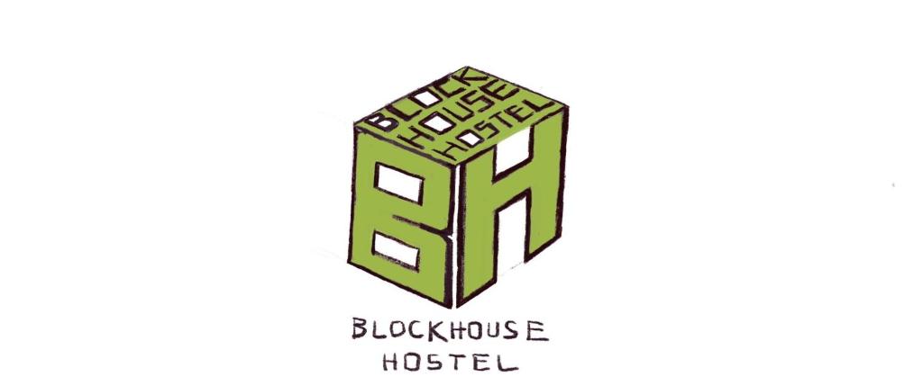 a logo for a black house hostel at Blockhouse Hostel in Ban Na We