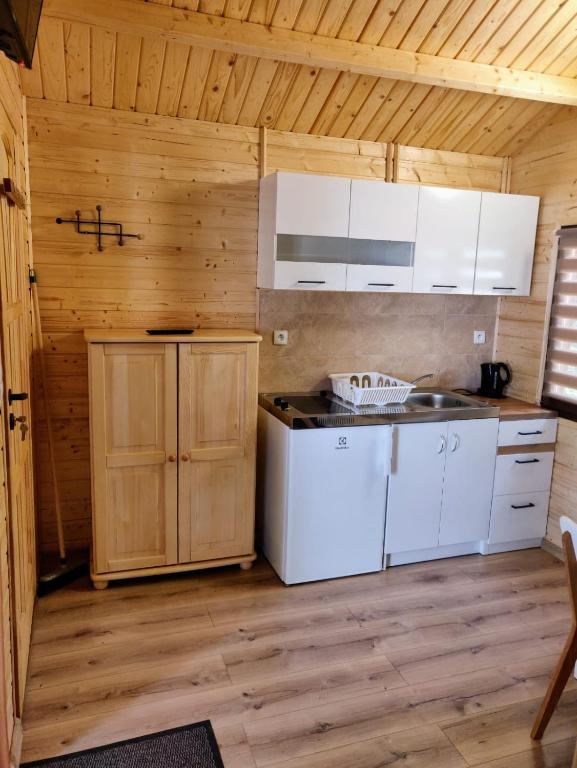 Kuchyňa alebo kuchynka v ubytovaní Kujanki - domki z widokiem na jezioro
