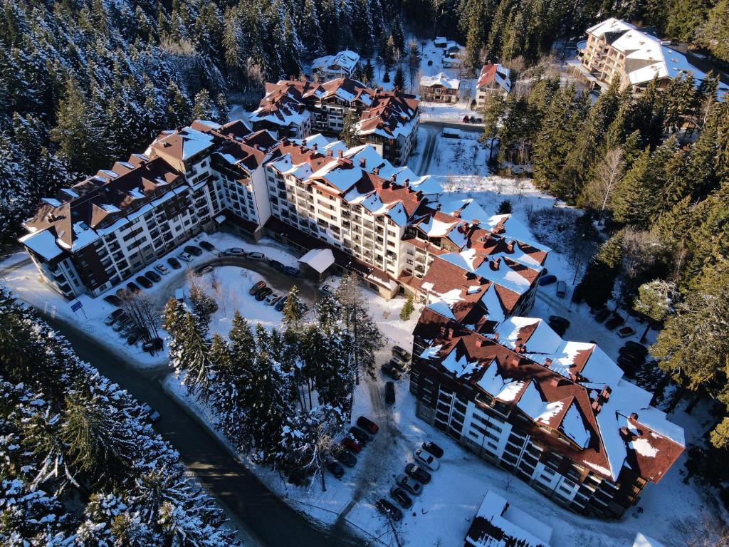 an aerial view of a resort in the snow at The Green apartment in Borovets