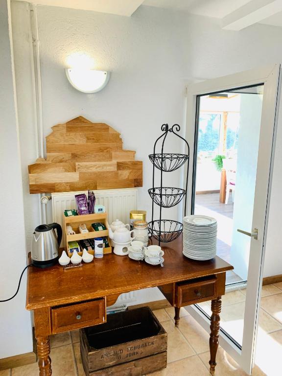 Kuchyň nebo kuchyňský kout v ubytování Pension Altes Zollhaus