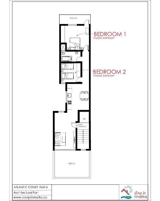 Půdorys ubytování F6 Room 1, Private Room one small double bed shared bathroom in shared Flat