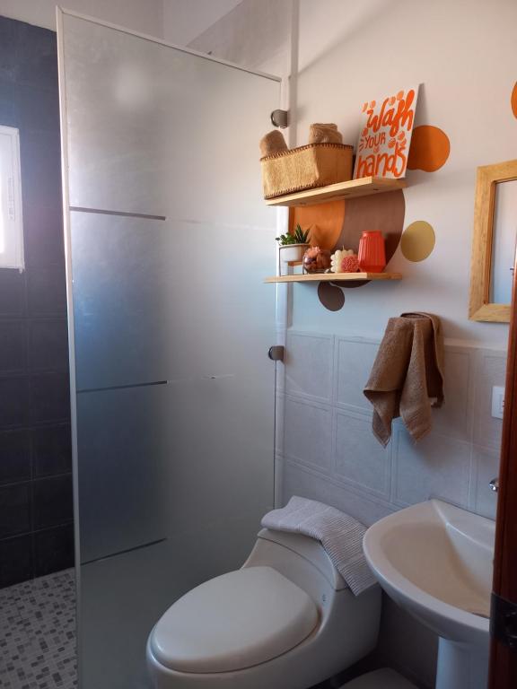 Koupelna v ubytování Hotel y Plaza JMI