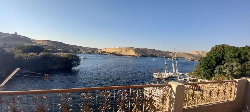 uma vista para um rio com barcos em Gasser Holiday Home em Aswan