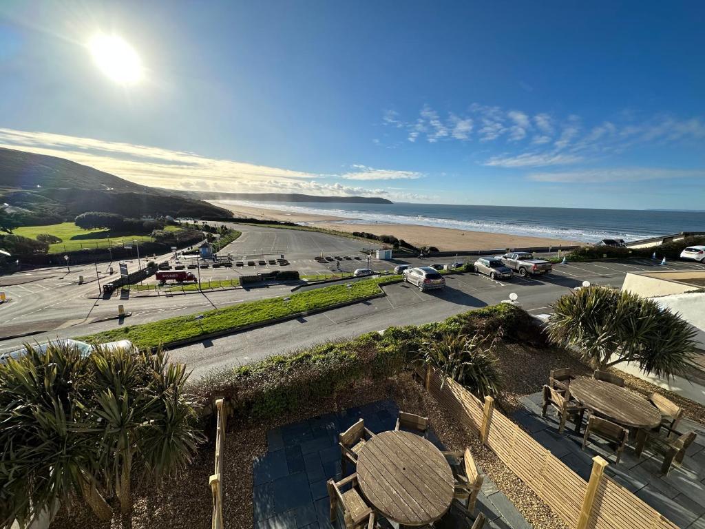 a view of a beach and the ocean at Southover Beach in Woolacombe