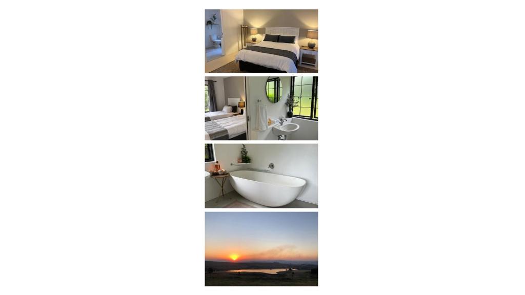 un collage di tre foto di una camera d'albergo di Eagle’s Nest a Hilton