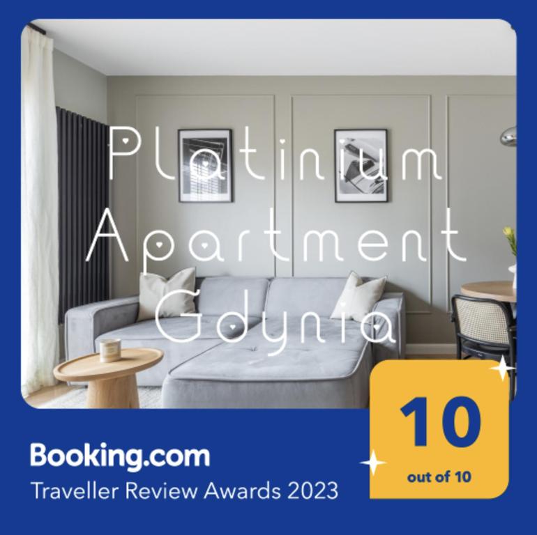 un poster di una camera con letto e tavolo di Platinum Apartment w centrum Gdyni - 5 min do plaży a Gdynia