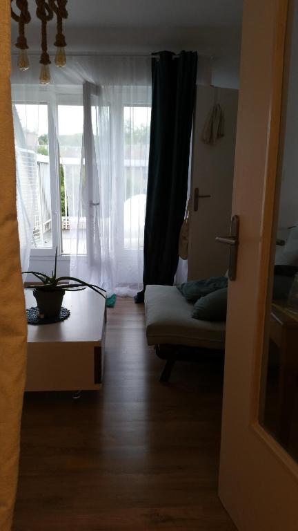 Cosy Nest في ليموج: غرفة معيشة مع أريكة ونافذة