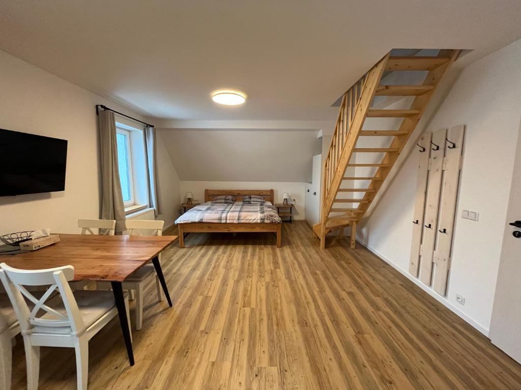 Posteľ alebo postele v izbe v ubytovaní Apartmány Josefáč se saunou
