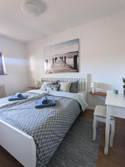 Postel nebo postele na pokoji v ubytování Ferienwohnung für 4 Gäste in Grömitz