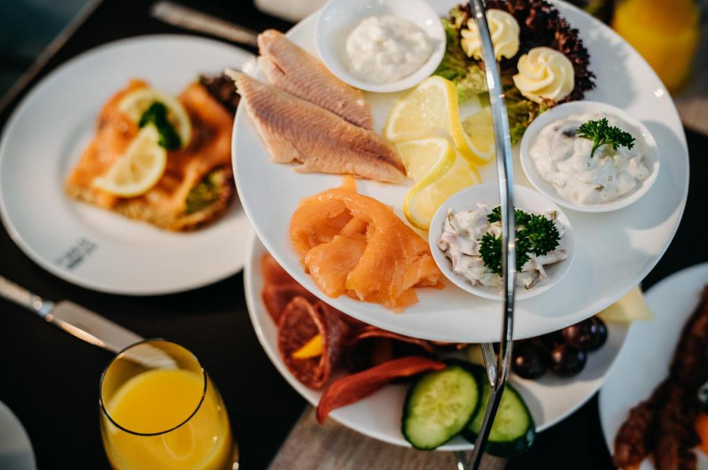 a plate of food with different types of food at Seaside 43 in Sankt Peter-Ording
