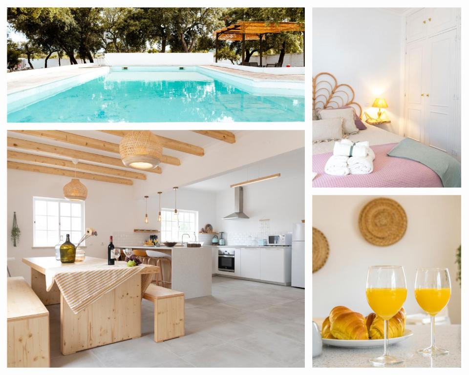 uma colagem de fotografias de uma villa com piscina em Casa Portus - Turismo Rural em Faro