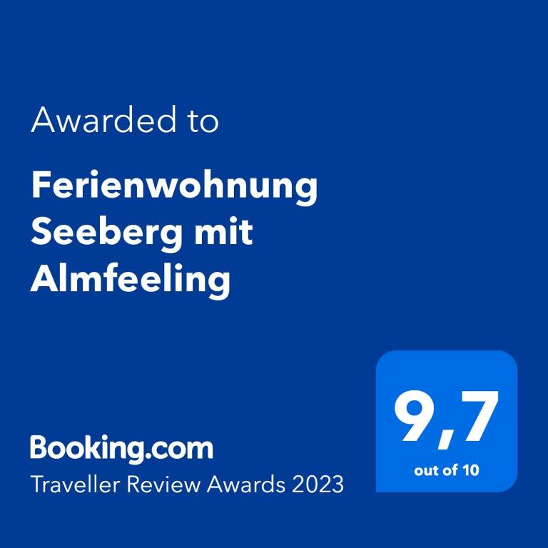 Certifikát, hodnocení, plakát nebo jiný dokument vystavený v ubytování Ferienwohnung Seeberg mit Almfeeling
