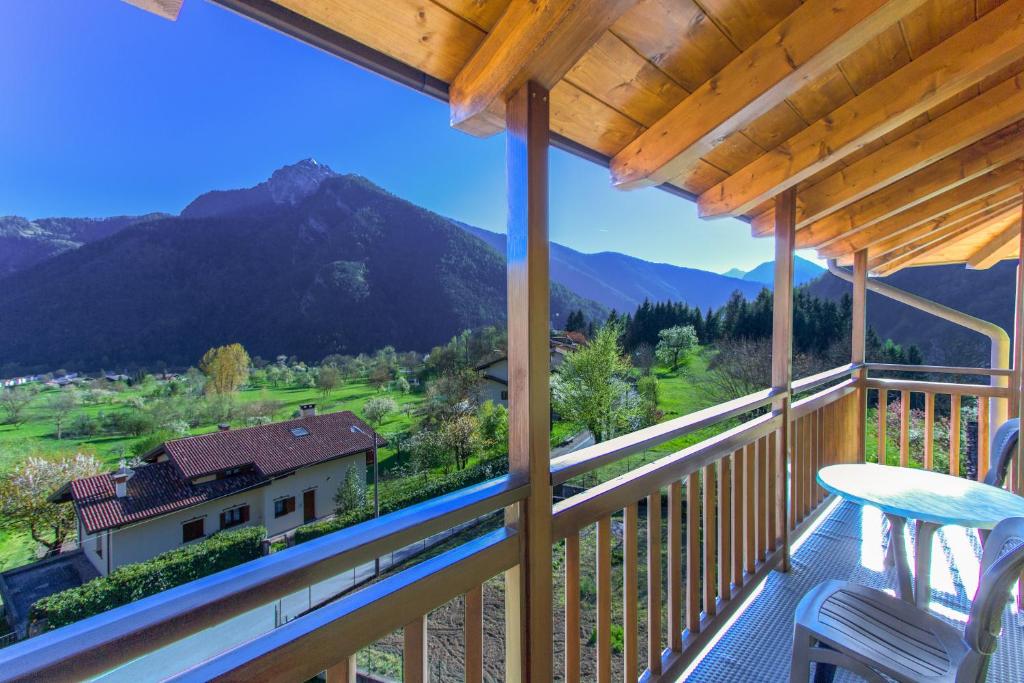 a balcony with a view of a mountain at Casa Elena in Ledro