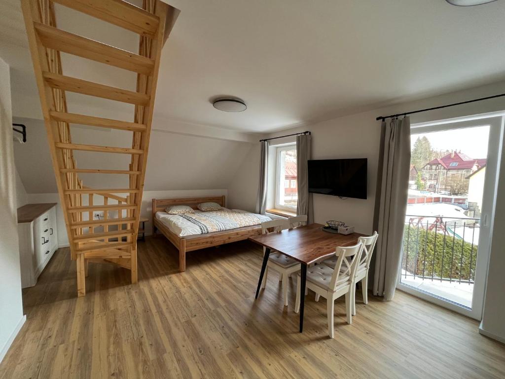 Televízia a/alebo spoločenská miestnosť v ubytovaní Apartmány Josefáč se saunou