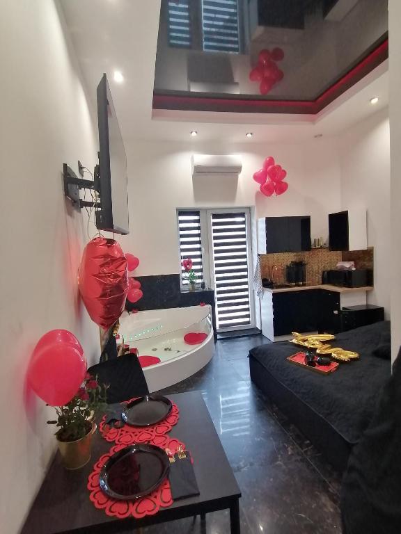 Posedenie v ubytovaní Apartament Czarny z Jacuzzi
