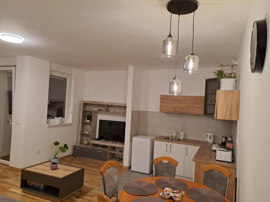 Kuchyň nebo kuchyňský kout v ubytování DAS Apartman