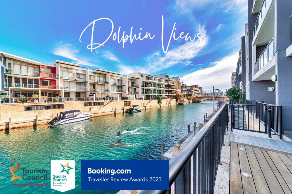a view of a river with apartment homes at Marina Canals Apartment in Mandurah