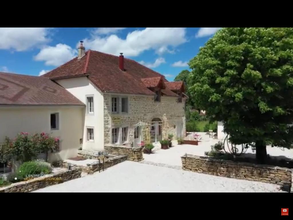 a large white house with a tree in front of it at L'Entre-Coeur in Ménétru-le-Vignoble