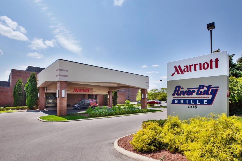 a martin city centre sign in front of a store at Columbus Airport Marriott in Columbus