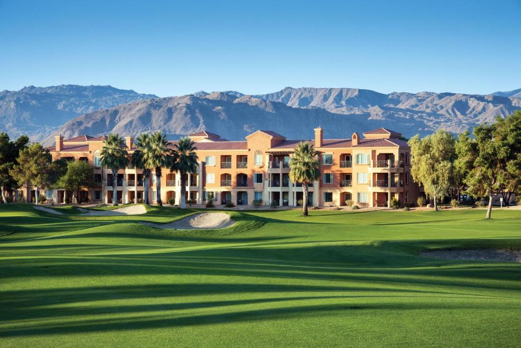 a view of a golf course with a resort at Marriott's Shadow Ridge I - The Villages in Palm Desert