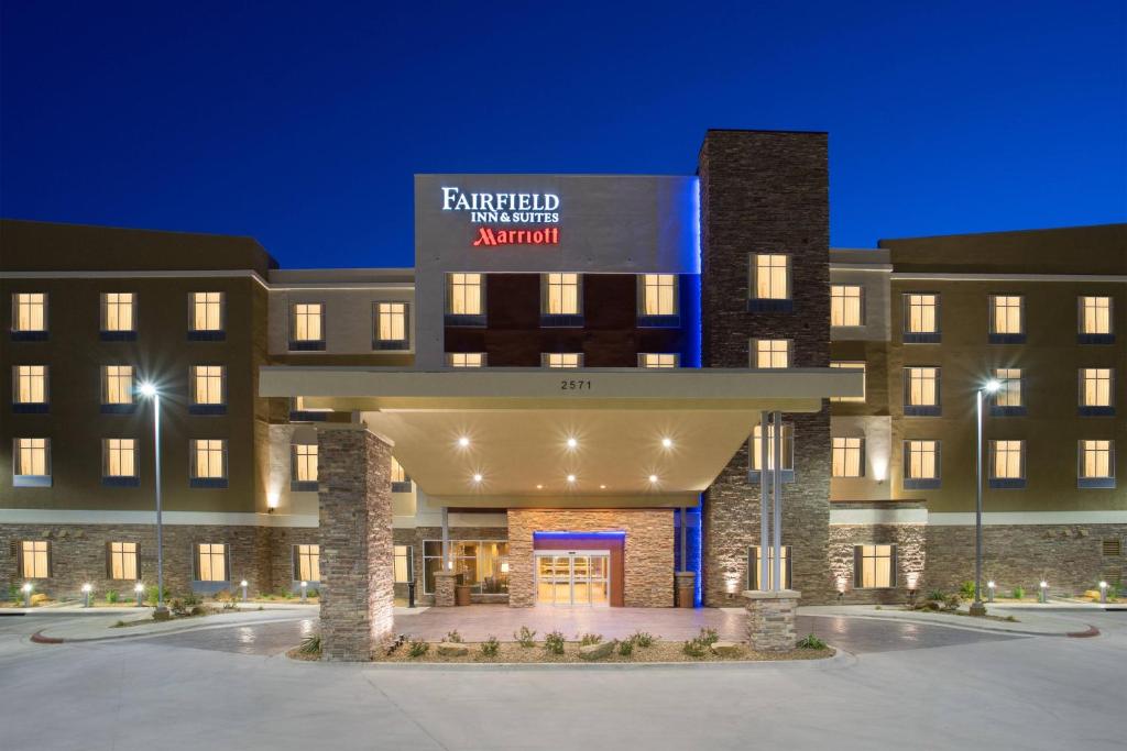 a rendering of the front of a hotel at night at Fairfield Inn & Suites by Marriott Fort Stockton in Fort Stockton