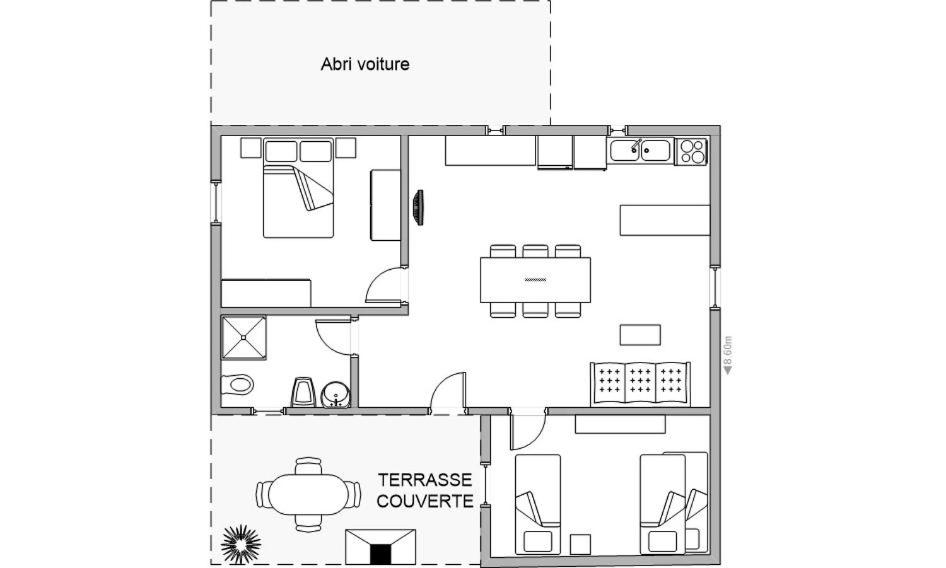 un plan d'étage d'une maison dans l'établissement Gite dans les vignes, à Vidauban
