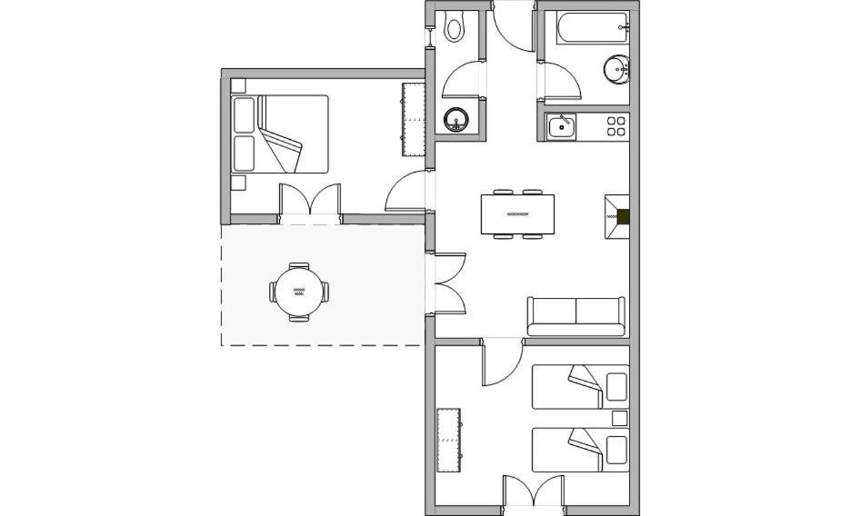 un dessin d'un plan d'étage d'une maison dans l'établissement Le merle, à Cogolin