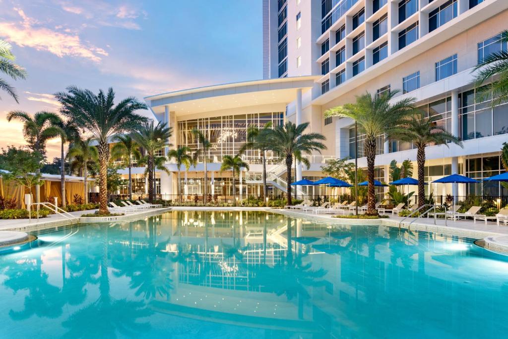 a large swimming pool in front of a building at JW Marriott Orlando Bonnet Creek Resort & Spa in Orlando