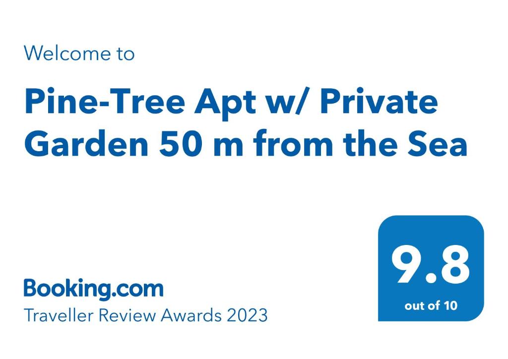 Certifikát, hodnocení, plakát nebo jiný dokument vystavený v ubytování Pine-Tree Apt w/ Private Garden 50 m from the Sea