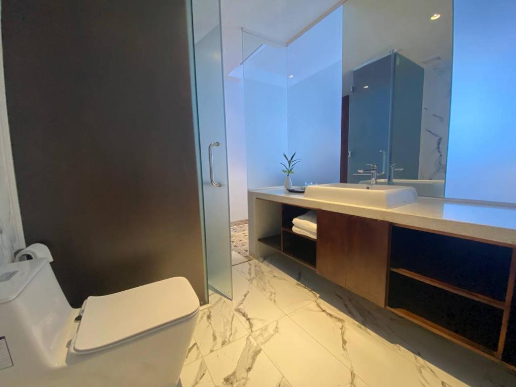 Koupelna v ubytování UTEY Hotel