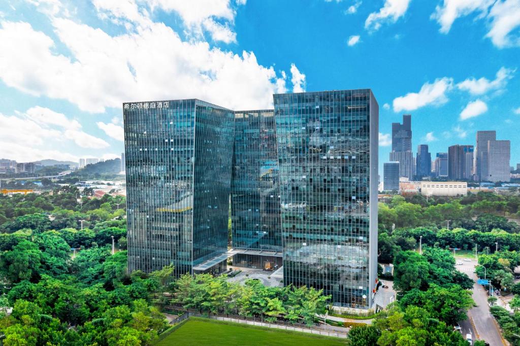 Almennt útsýni yfir borgina Shenzhen eða útsýni yfir borgina eins og það er á hótelinu