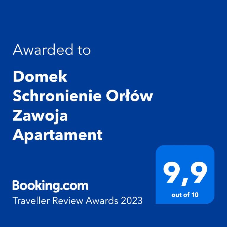 Certifikát, ocenenie alebo iný dokument vystavený v ubytovaní Schronienie Orłów Domek Zawoja