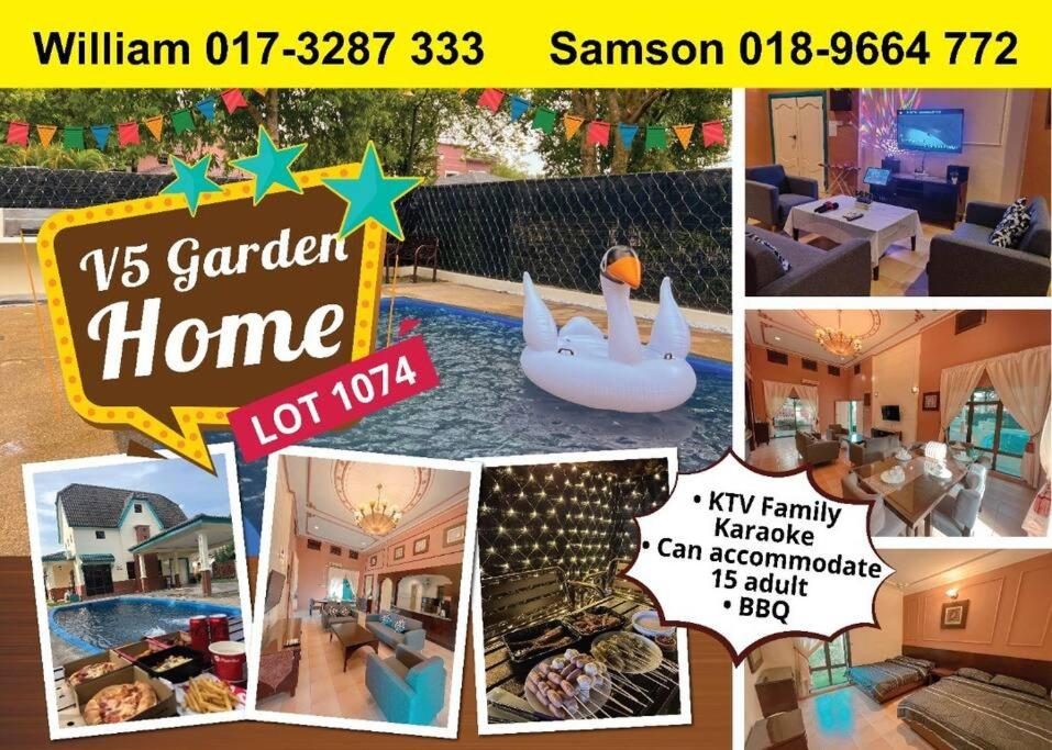 un collage de photos d'une maison avec une piscine dans l'établissement A'Famosa Villa V5 Garden Home Pool Villa Melaka, à Kampong Alor Gajah
