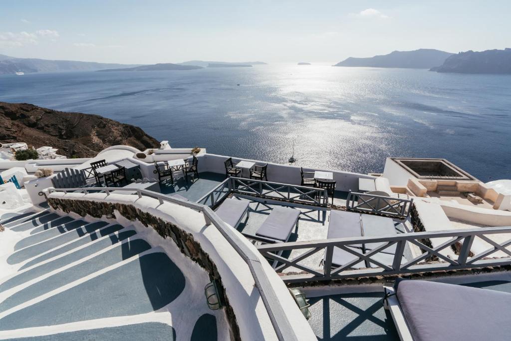 a view from the deck of a cruise ship at Aspa Villas in Oia