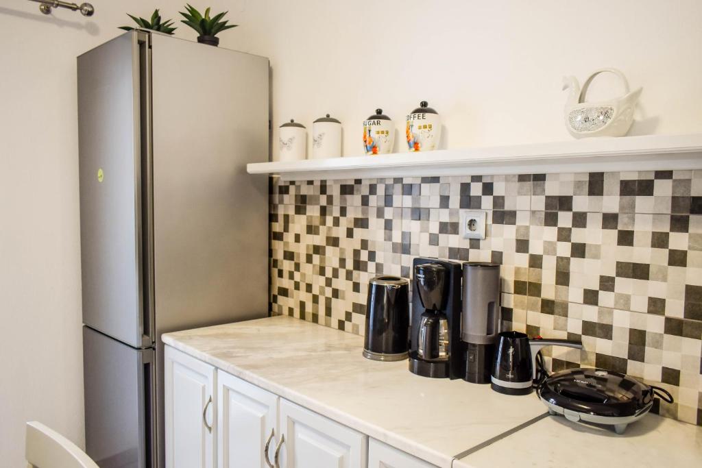 Kuchyň nebo kuchyňský kout v ubytování ATHOS APARTMENT