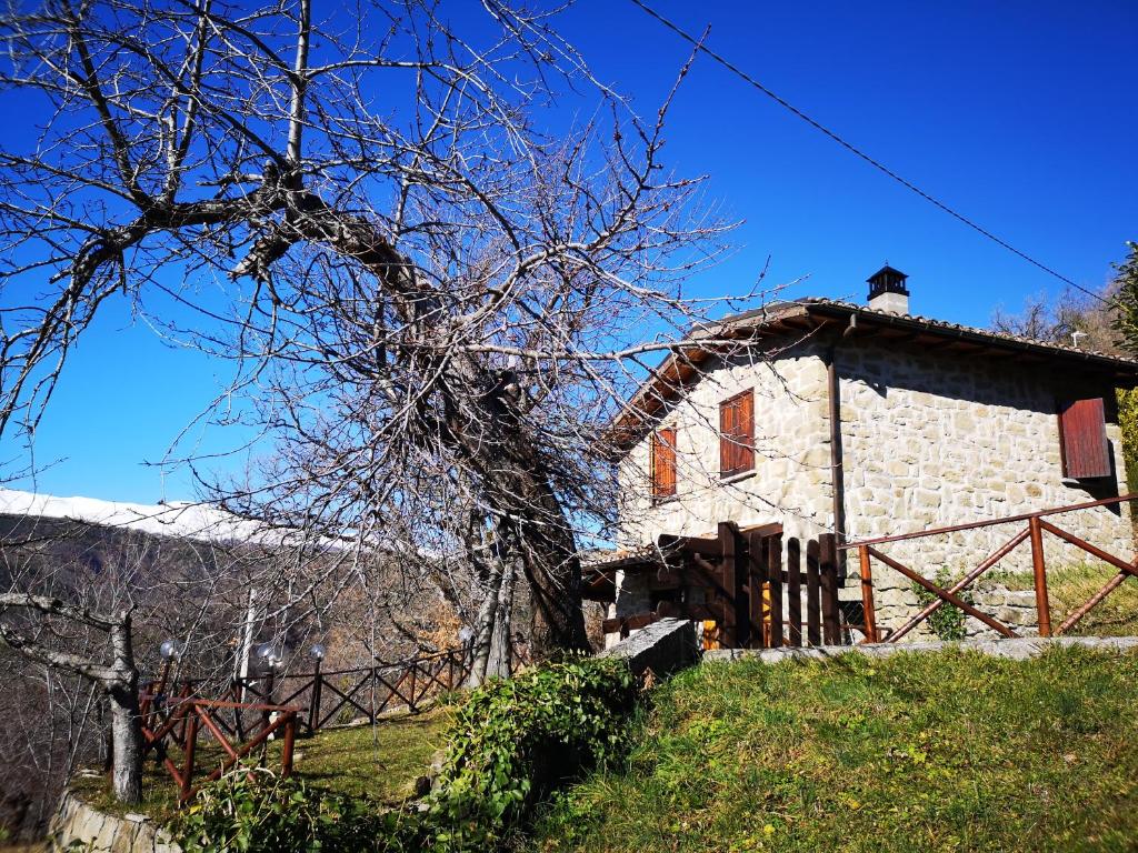 un edificio en una colina con un árbol en primer plano en La Salira 