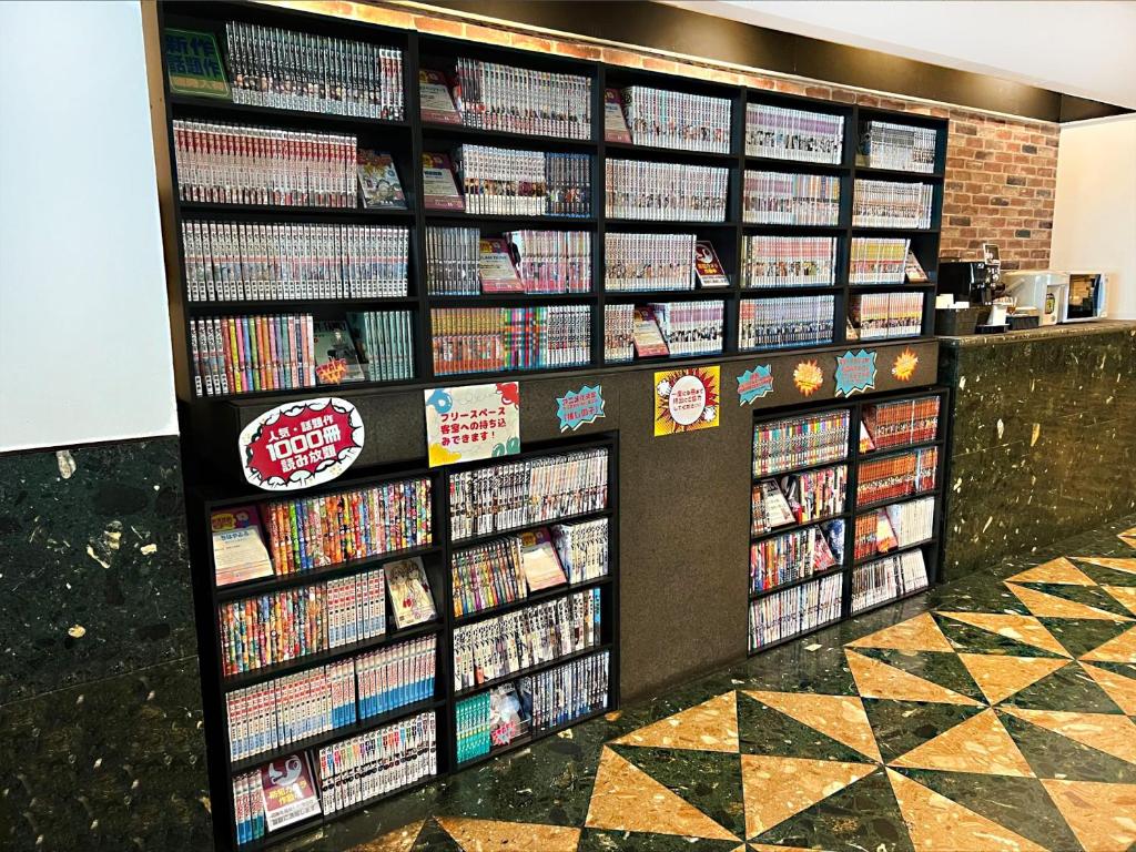 a display of dvds in a video game store at Hotel Abest Meguro in Tokyo