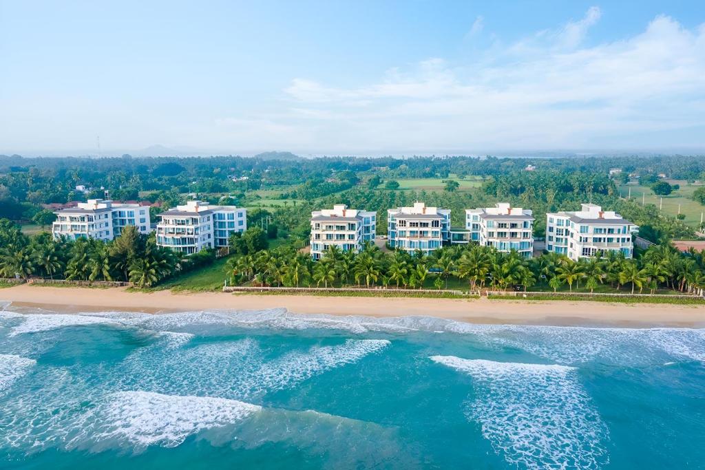 an aerial view of a resort on the beach at Beach Paradise Nilaveli in Trincomalee