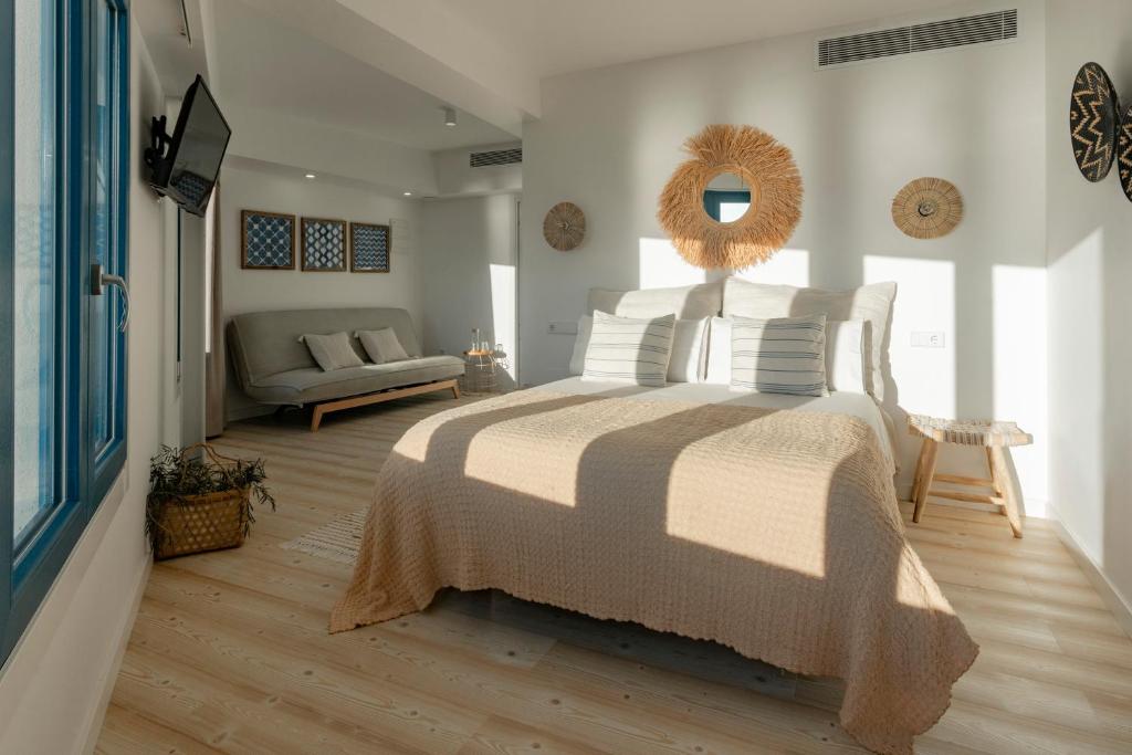 A bed or beds in a room at O mar de preciosa