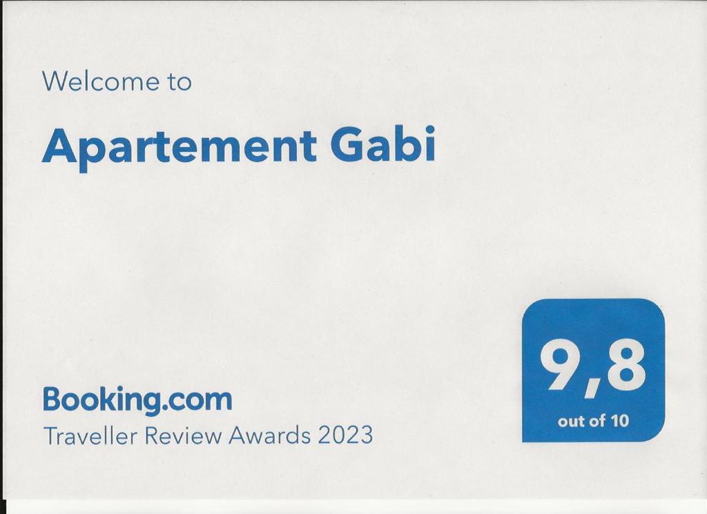 Certifikát, hodnocení, plakát nebo jiný dokument vystavený v ubytování Apartement Gabi
