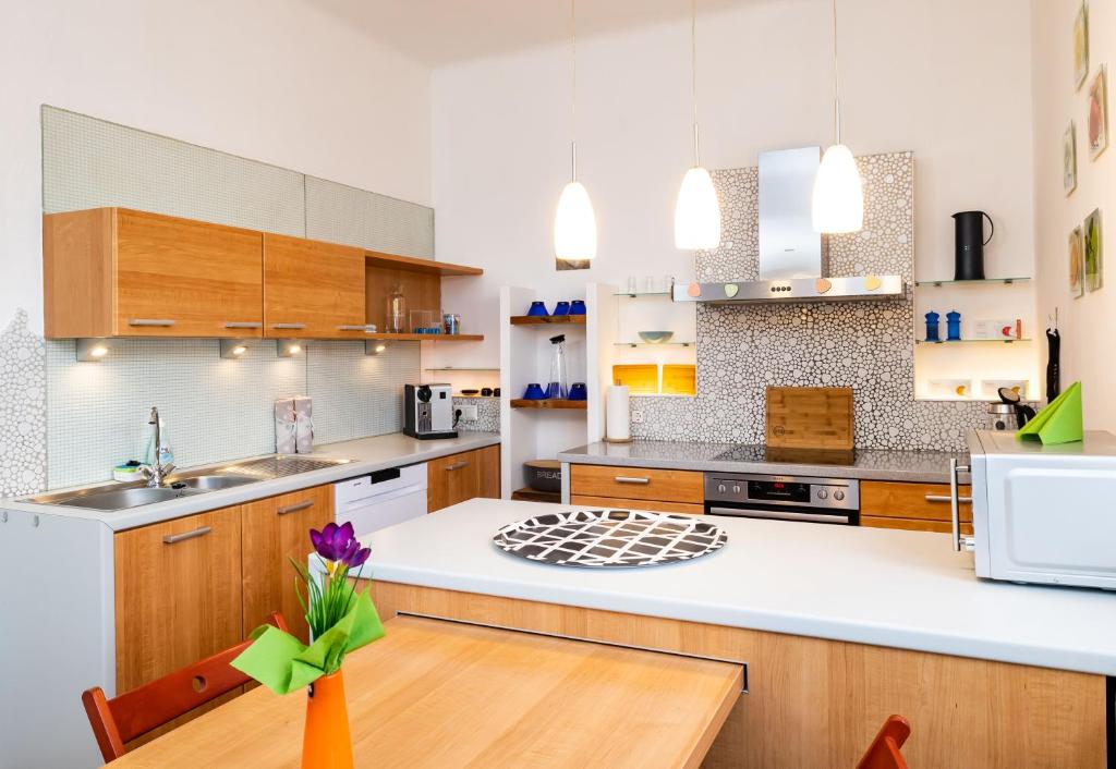 Kuchyň nebo kuchyňský kout v ubytování Ferienwohnung ALEX